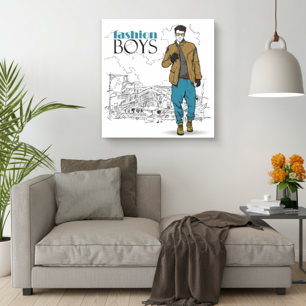 Fashion Boys Urban Style Illustration Canvas
