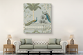 Chinoiserie Peacock Balustrade Botanical Canvas