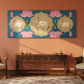 Pichwai Sacred Cow Lotus Panoramic Canvas Art
