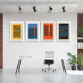 Bold Brushstroke 4 Panel Mid-Century Canvas Set