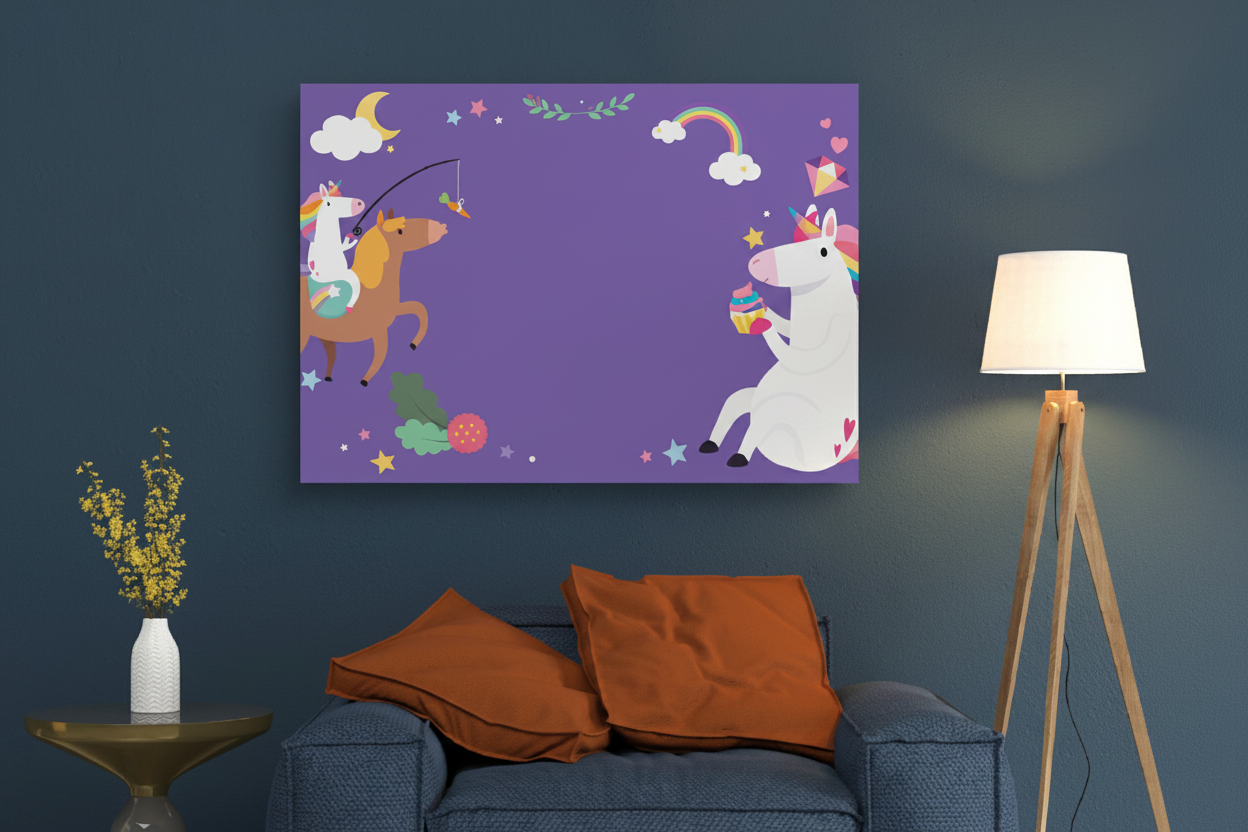 Magical Unicorn Rainbow Fantasy Kids Canvas