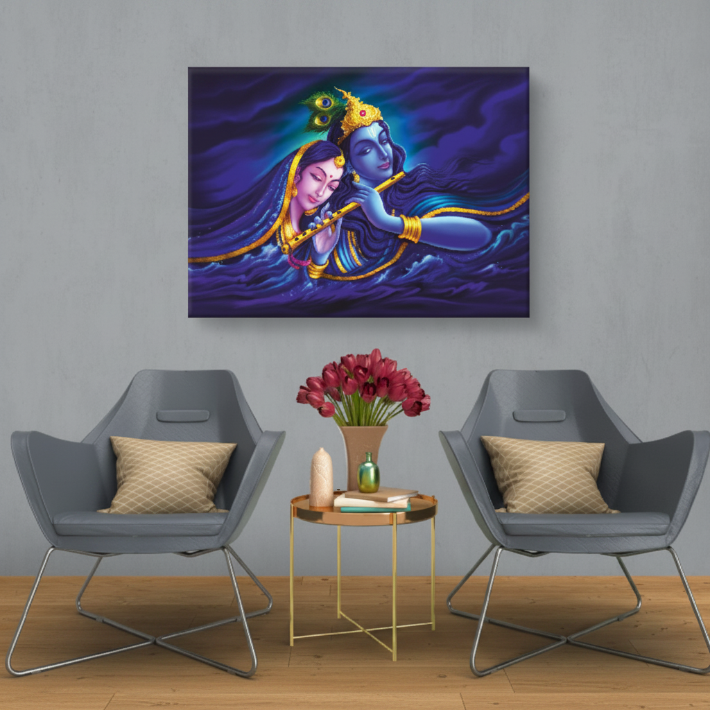 Radha Krishna Divine Love Spiritual Canvas Art