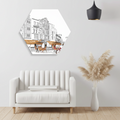 Parisian Café Street Sketch Hexagon Canvas