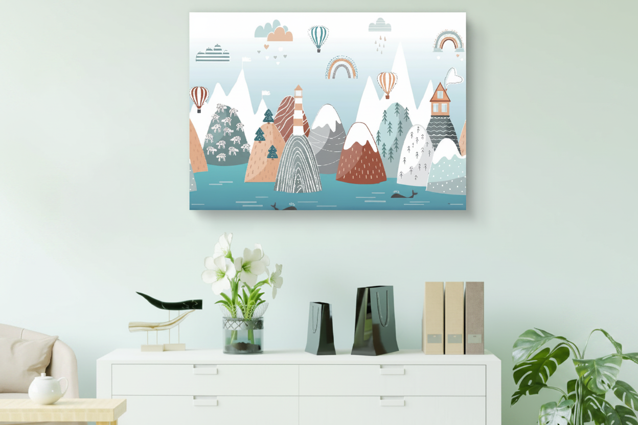 Scandinavian Mountain Adventure Kids Canvas Art