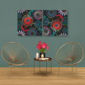 Dark Floral Mandala Diptych Canvas Art