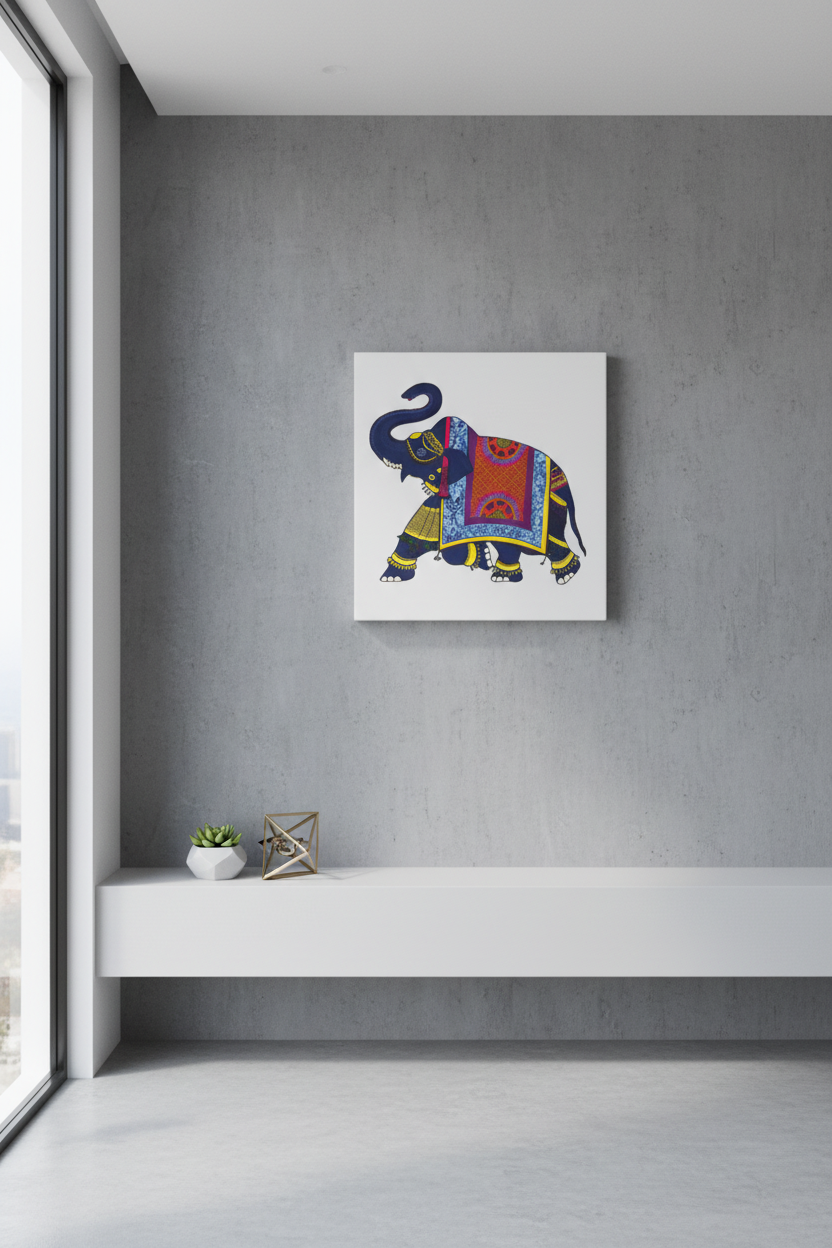 Festive Indian Elephant Trunk Up Lucky Canvas