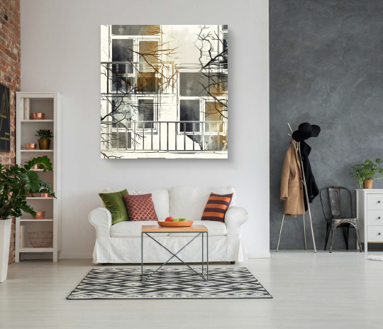 Winter Branches Parisian Window Canvas Art