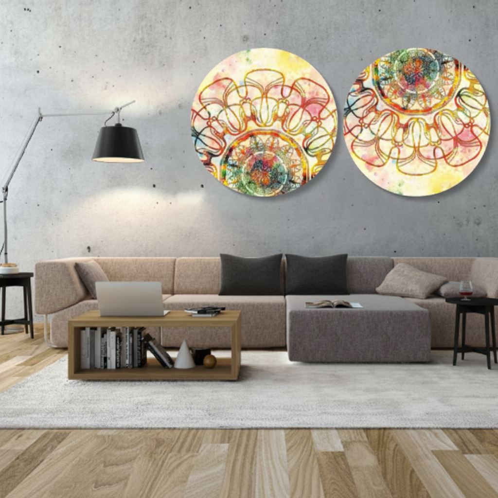 Vibrant Mandala Duo Boho Canvas Art