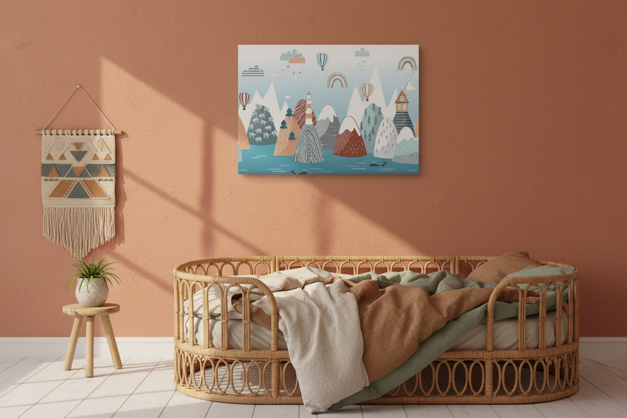 Scandinavian Mountain Adventure Kids Canvas Art