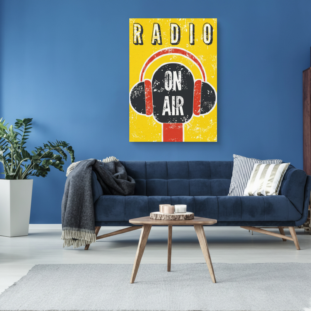 Radio On Air Retro Vintage Poster Canvas