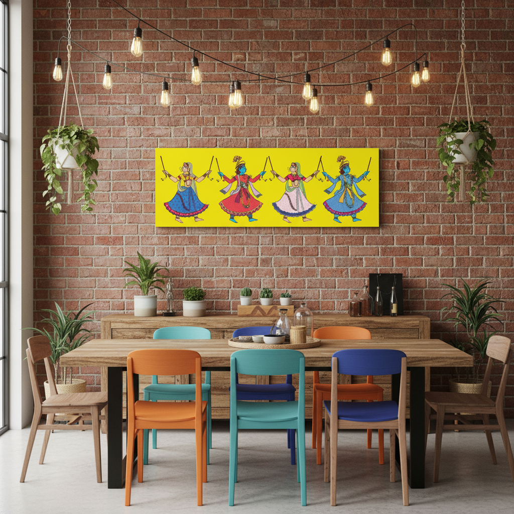 Radha Krishna Dandiya Raas Festive Canvas Art