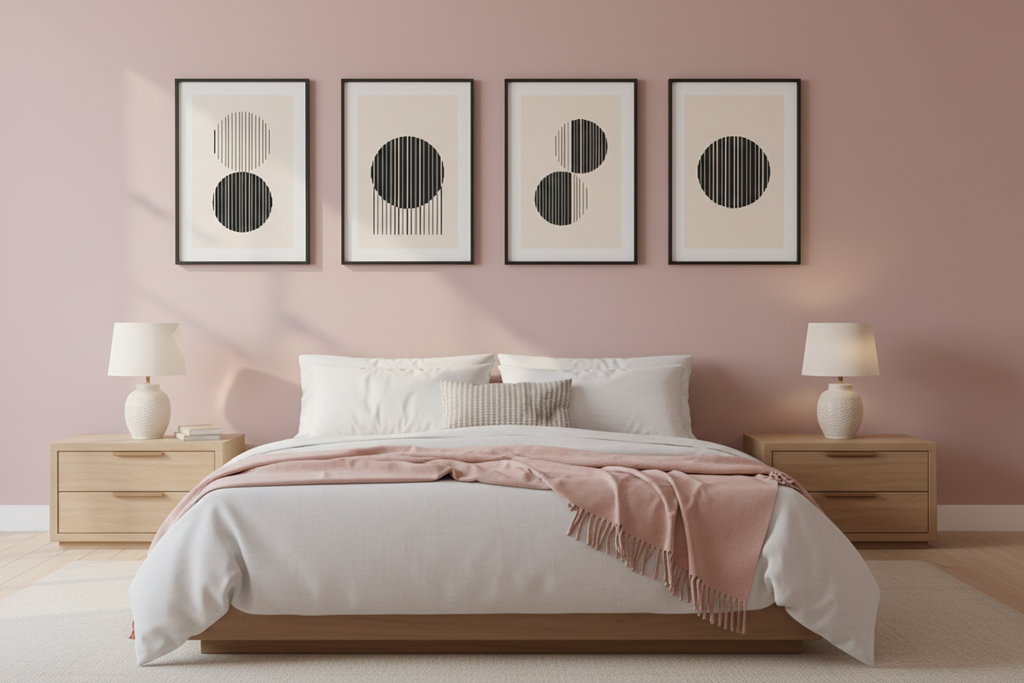 Black Circle Geometric 4 Panel Minimalist Canvas