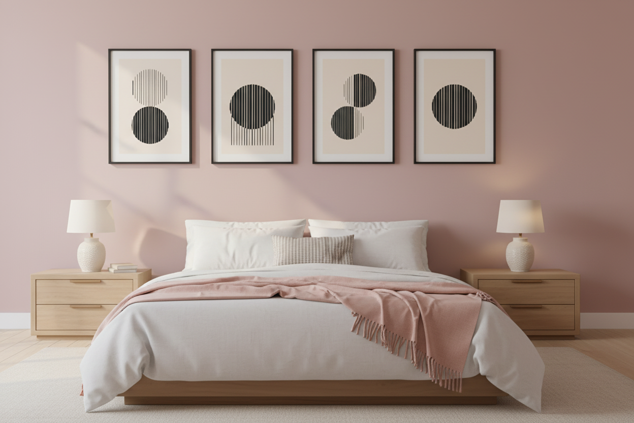 Black Circle Geometric 4 Panel Minimalist Canvas