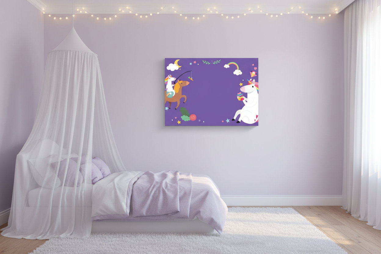 Magical Unicorn Rainbow Fantasy Kids Canvas