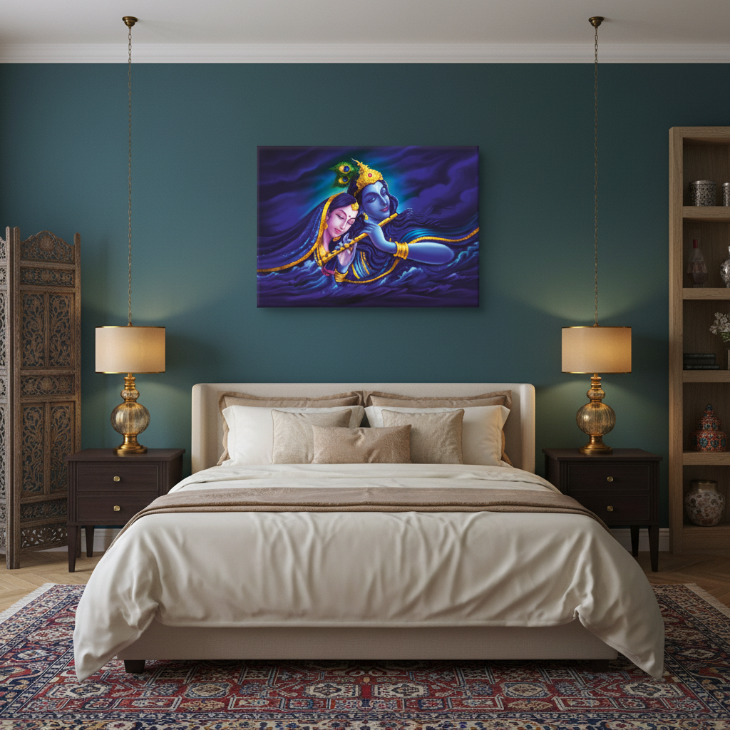 Radha Krishna Divine Love Spiritual Canvas Art