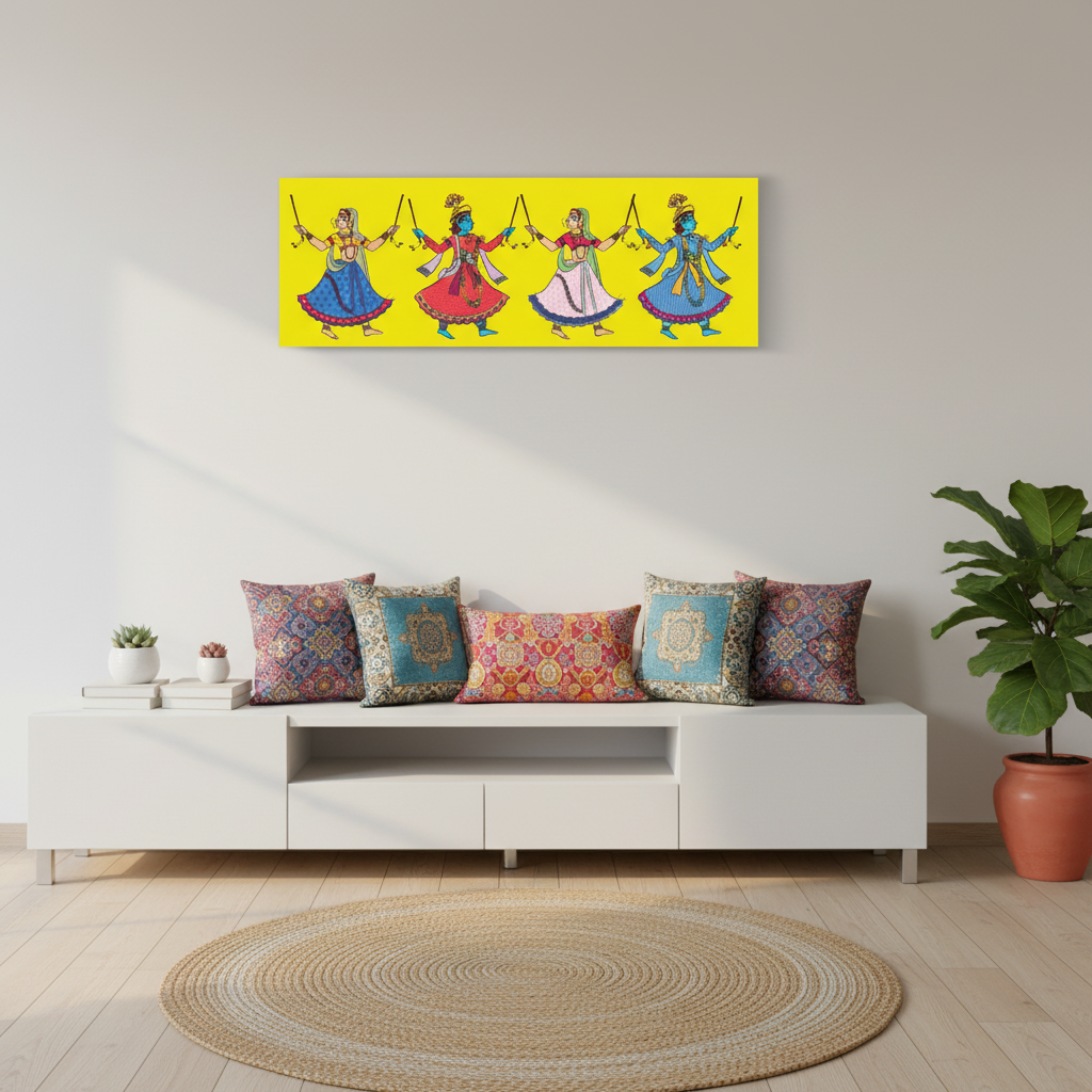 Radha Krishna Dandiya Raas Festive Canvas Art