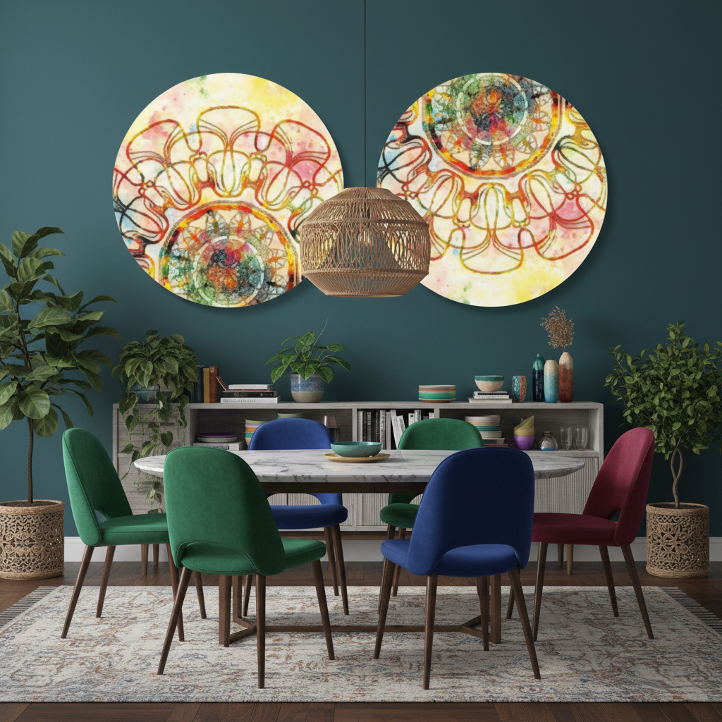 Vibrant Mandala Duo Boho Canvas Art