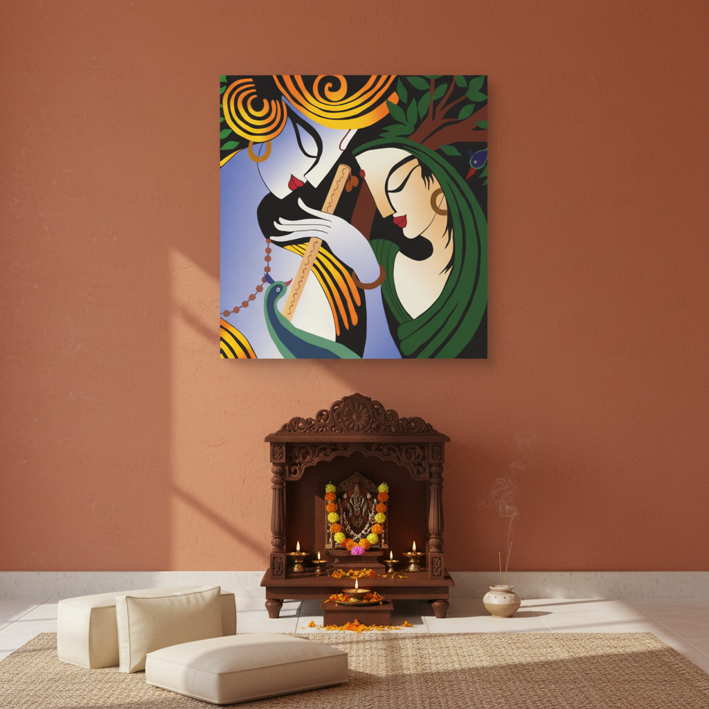 Radha Krishna Abstract Pop Art Modern Canvas
