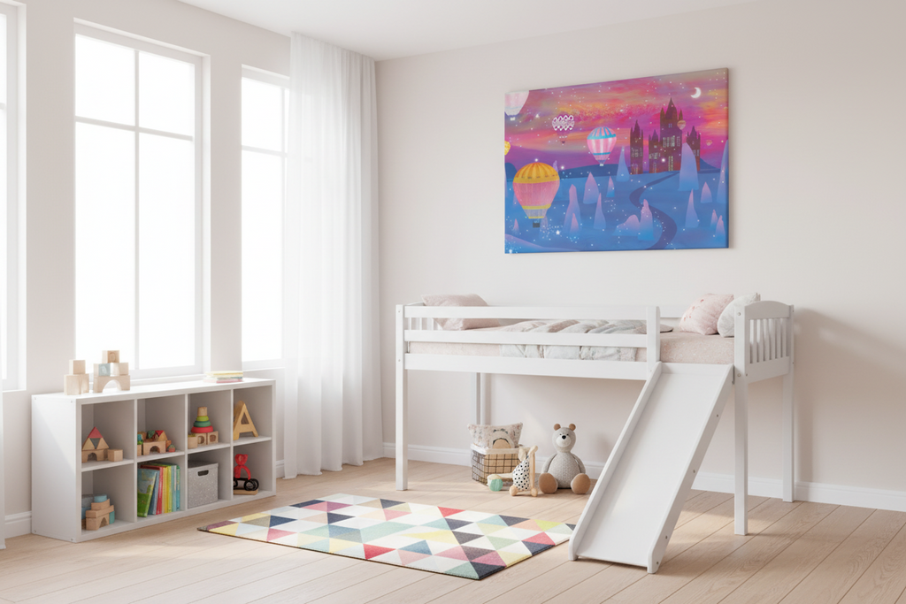 Enchanted Castle Hot Air Balloon Fantasy Canvas