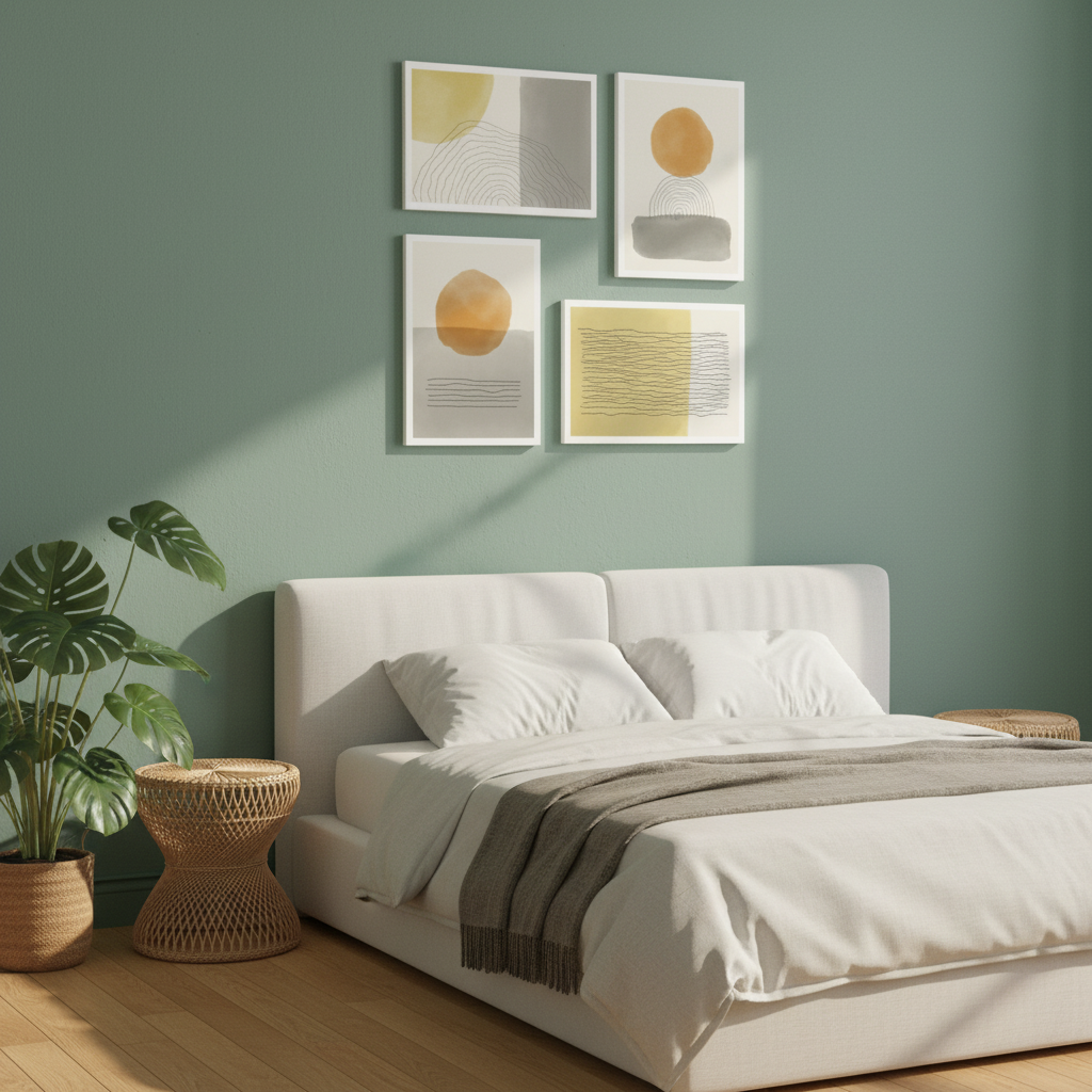 Golden Sun Abstract 4 Panel Gallery Canvas