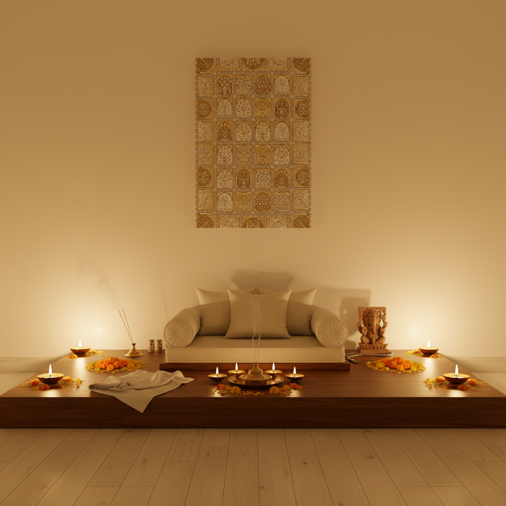Divine Deity Grid Gold Indian Art Canvas