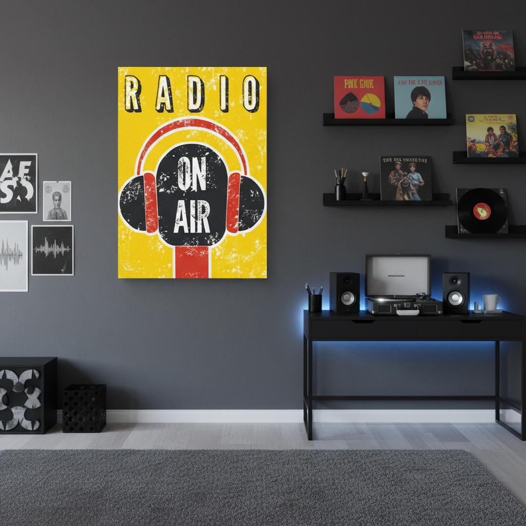Radio On Air Retro Vintage Poster Canvas