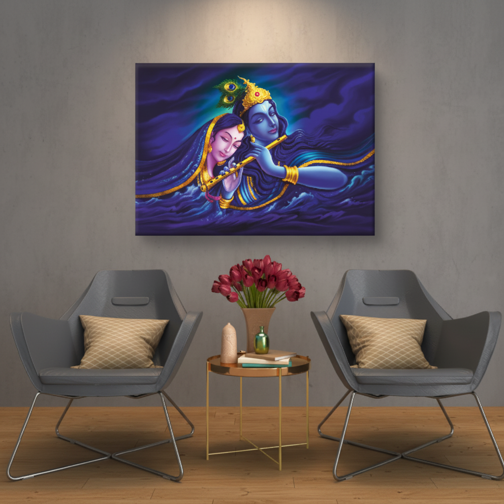 Radha Krishna Divine Love Spiritual Canvas Art