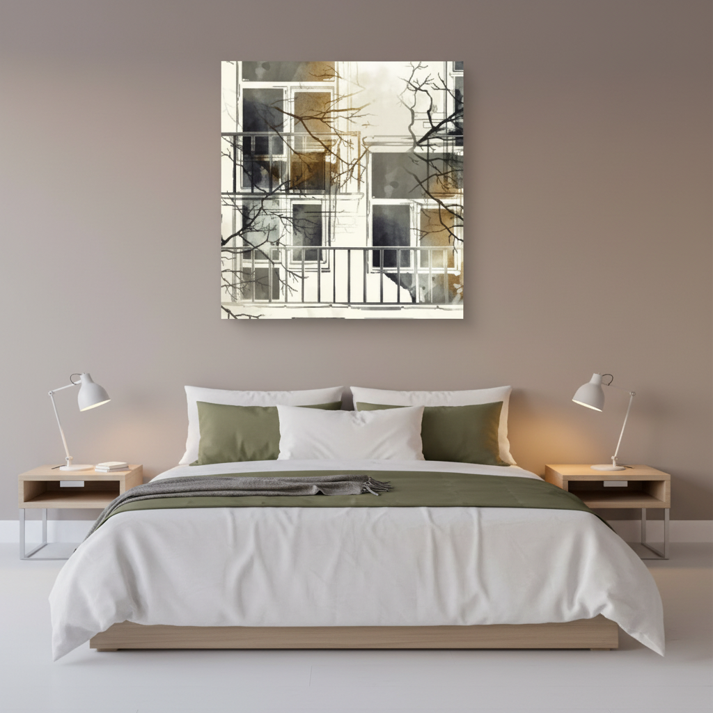 Winter Branches Parisian Window Canvas Art