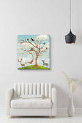 Jungle Animal Tree Whimsical Kids Canvas Art
