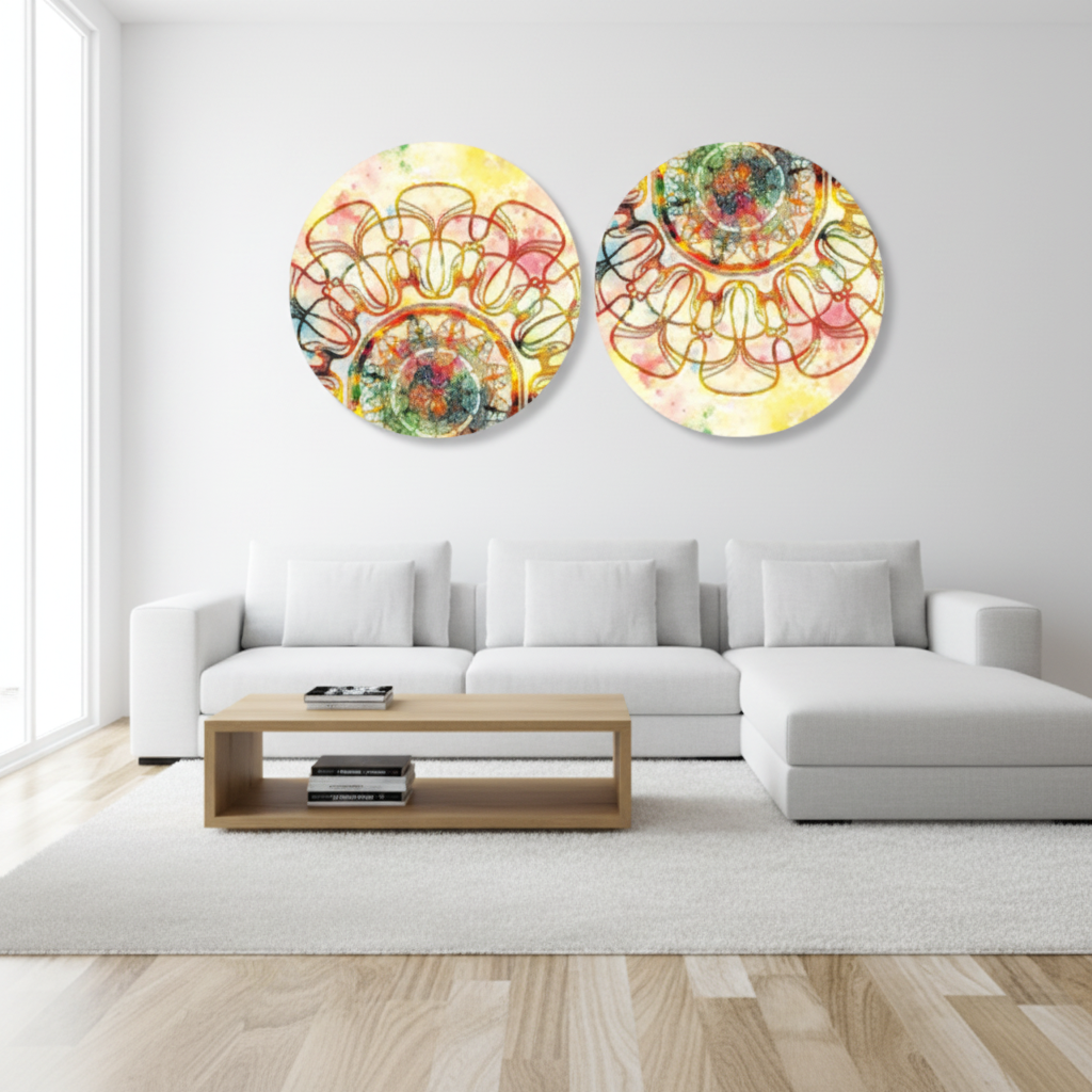 Vibrant Mandala Duo Boho Canvas Art