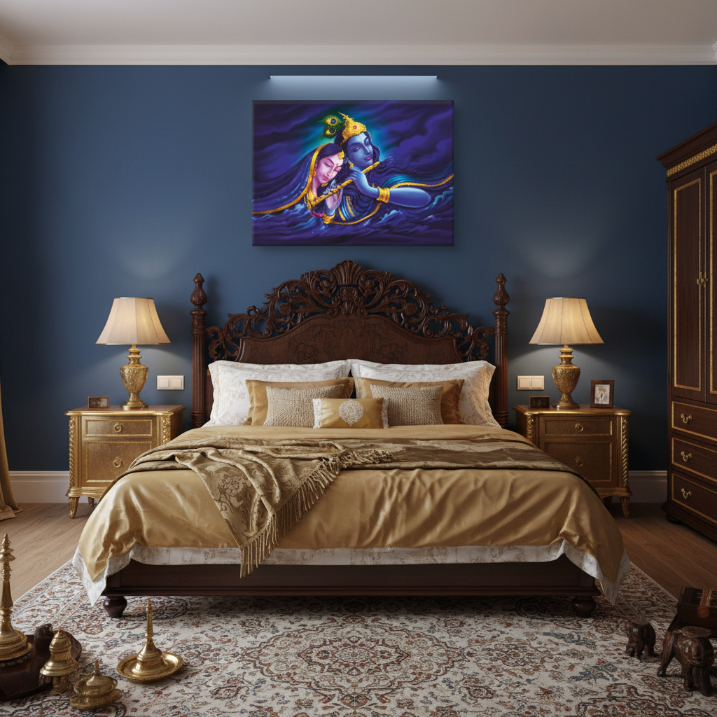 Radha Krishna Divine Love Spiritual Canvas Art