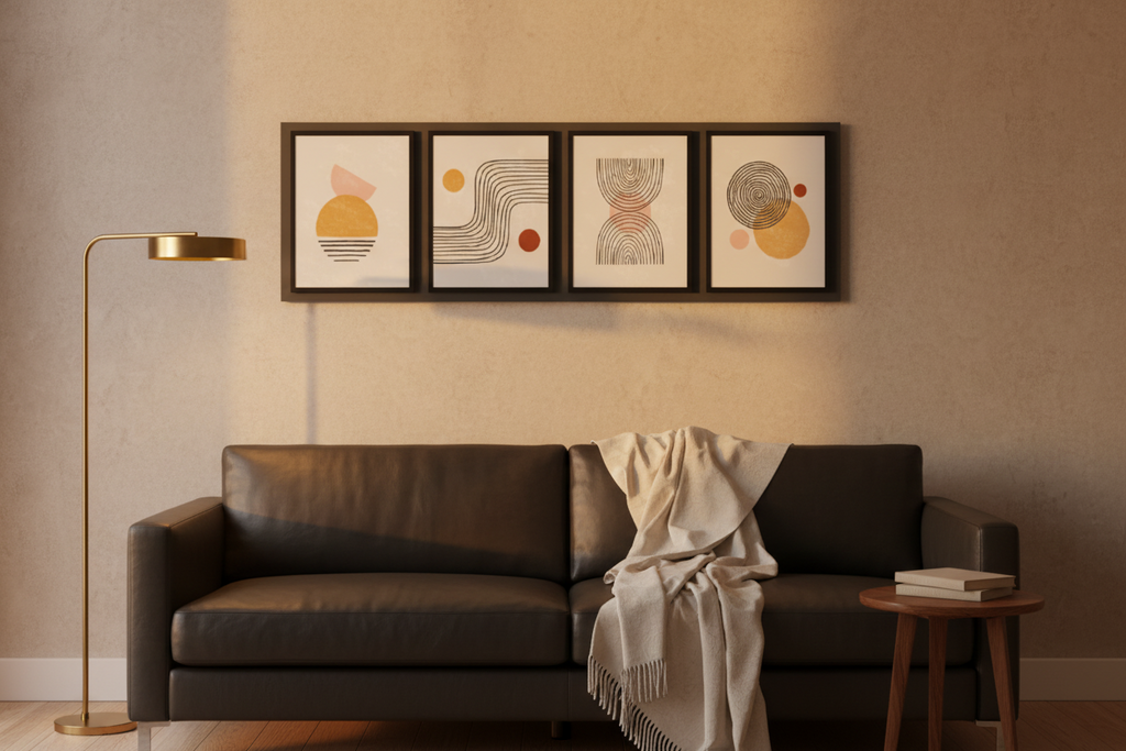 Bauhaus Organic Line Art 4 Panel Canvas Set