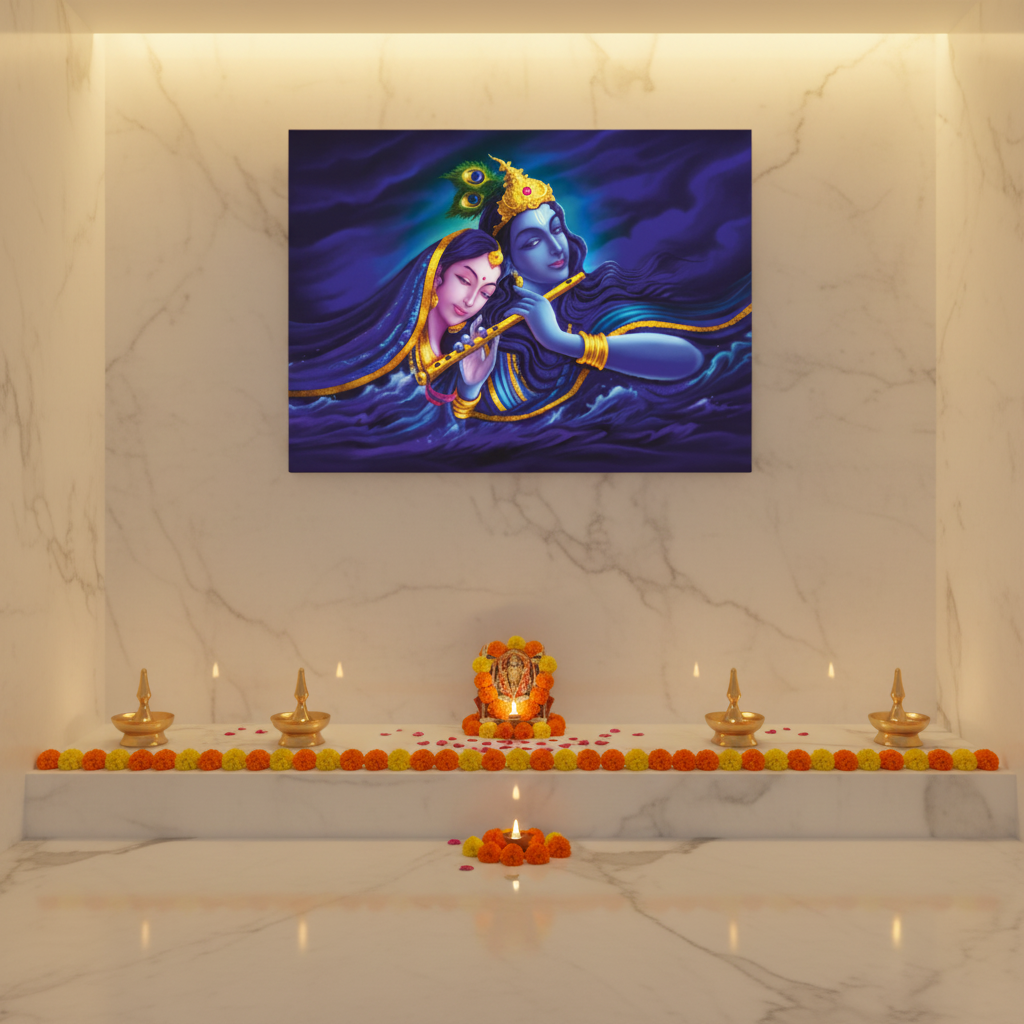 Radha Krishna Divine Love Spiritual Canvas Art
