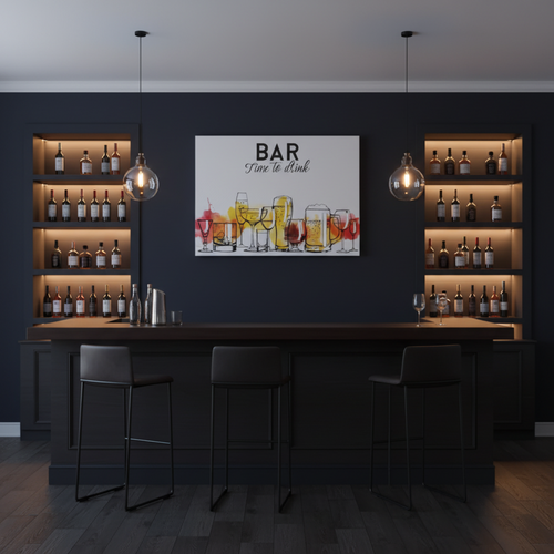 Bar Time To Drink Watercolour Canvas Art
