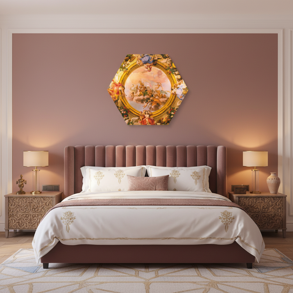 Baroque Celestial Fresco Hexagon Wall Art