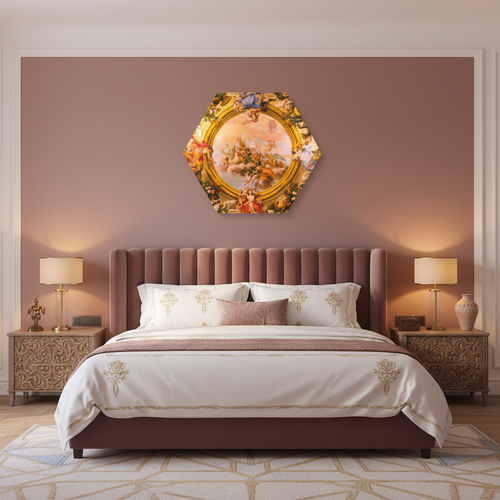 Baroque Celestial Fresco Hexagon Wall Art