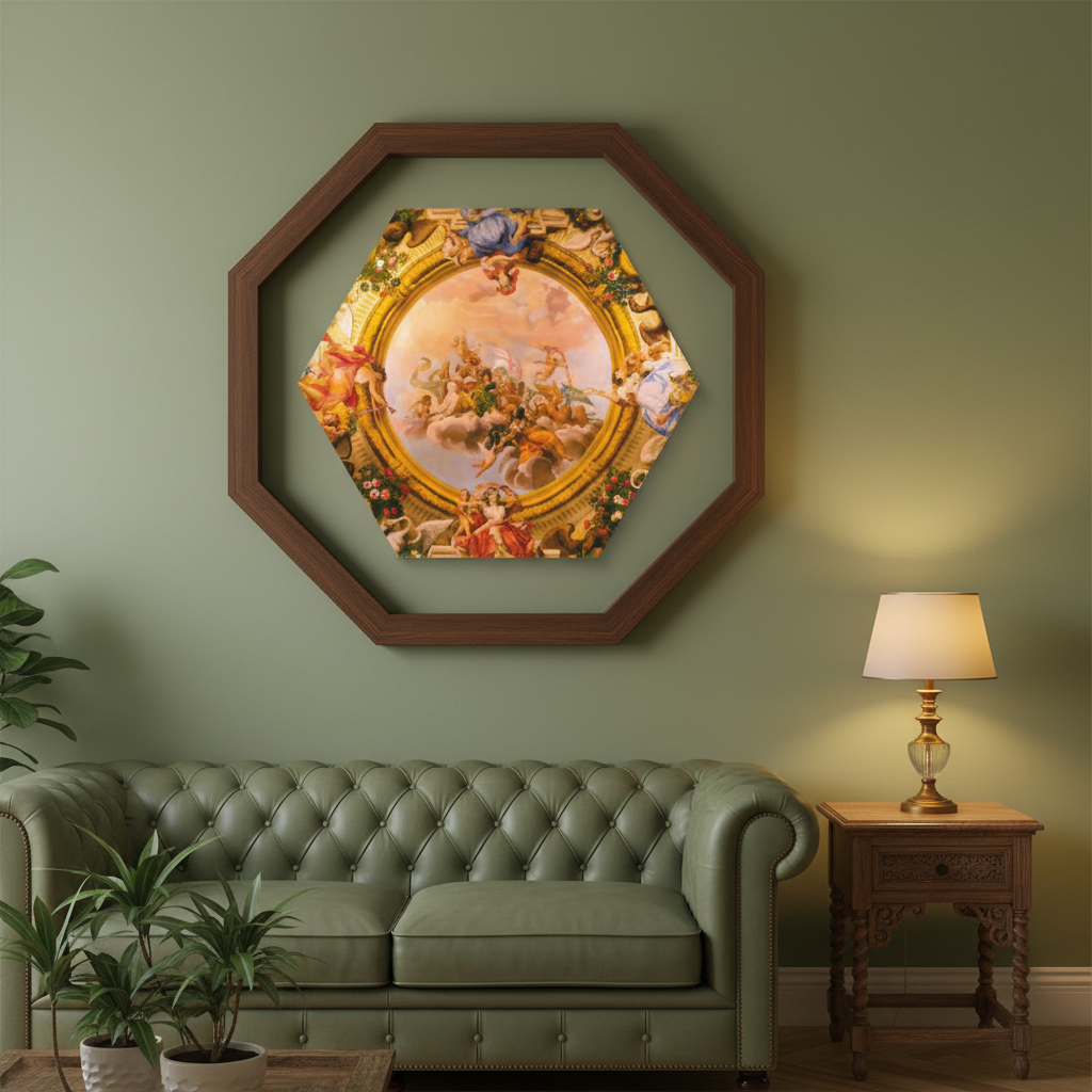 Baroque Celestial Fresco Hexagon Wall Art