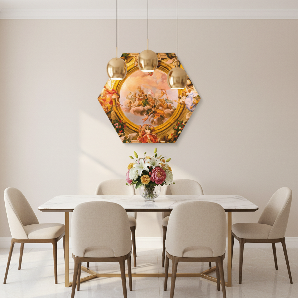 Baroque Celestial Fresco Hexagon Wall Art