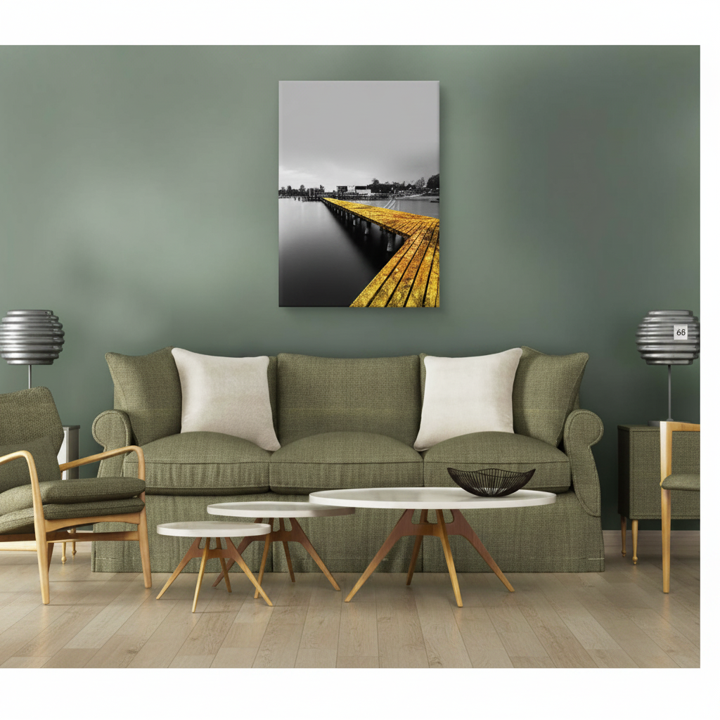 Golden Pier Black & White Wall Art