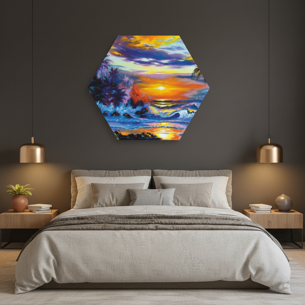 Tropical Sunset Hexagon Wall Art