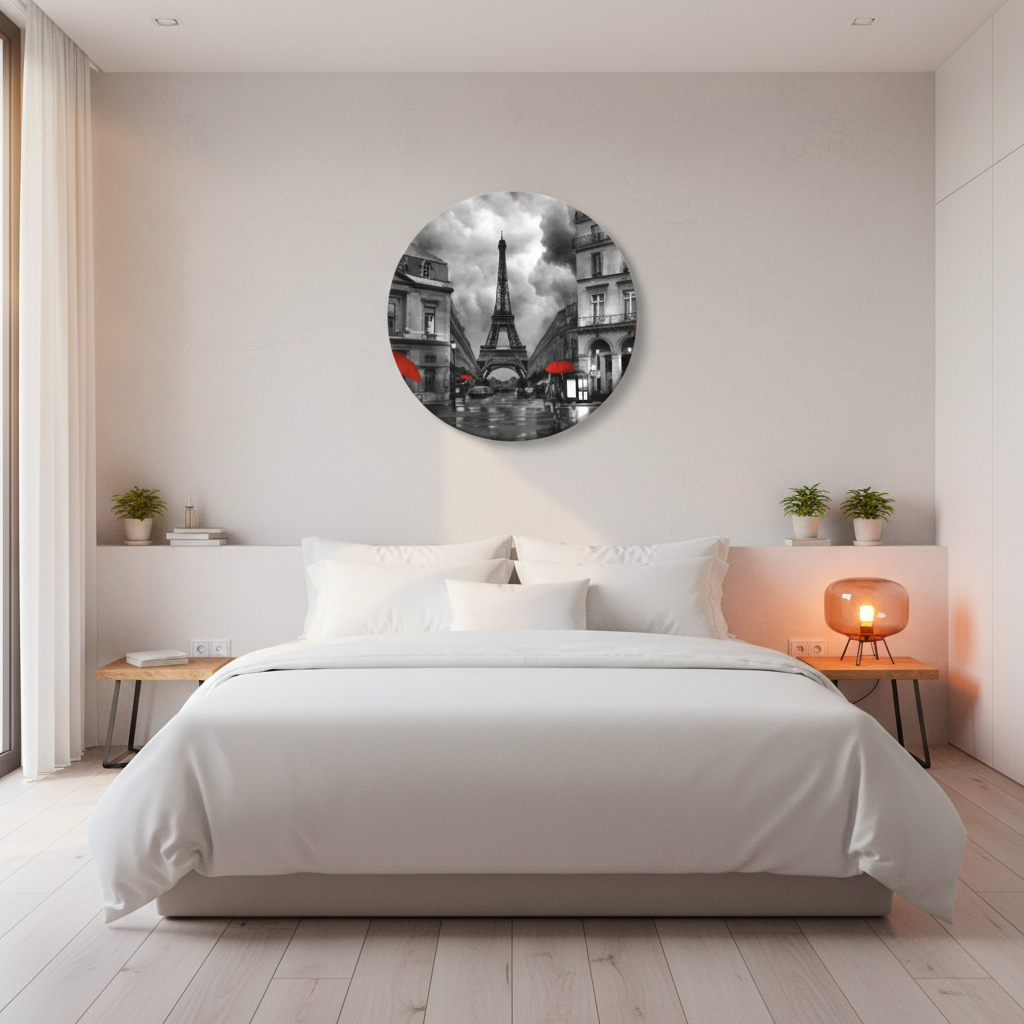 Paris in the Rain — Black & White Eiffel Tower Wall Art