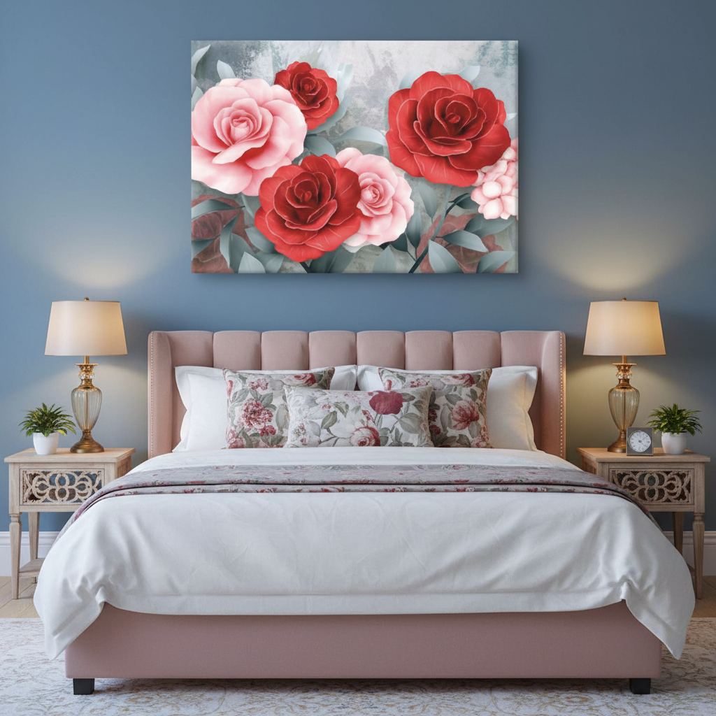Rose Bloom — Red & Pink Floral Wall Art