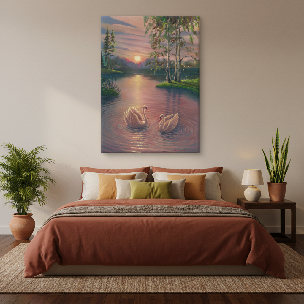 Swan Lake Sunset — Premium Wall Art