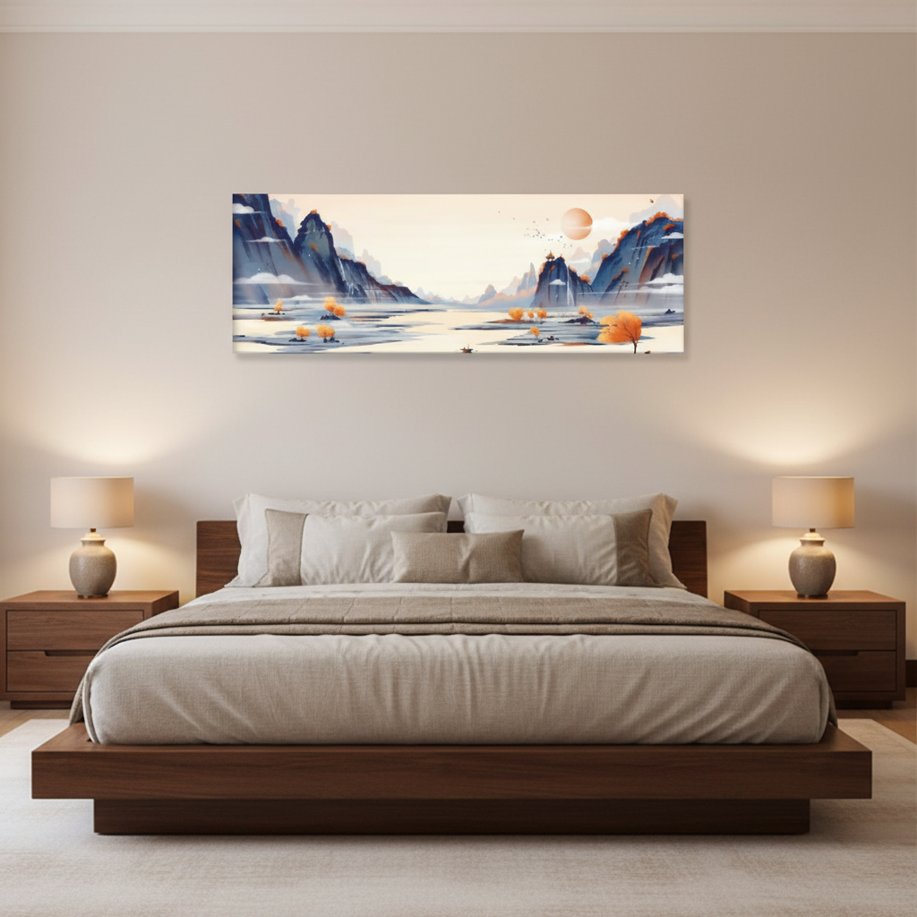Still Waters — Minimalist Japanese Panoramic Landscape Wall Art