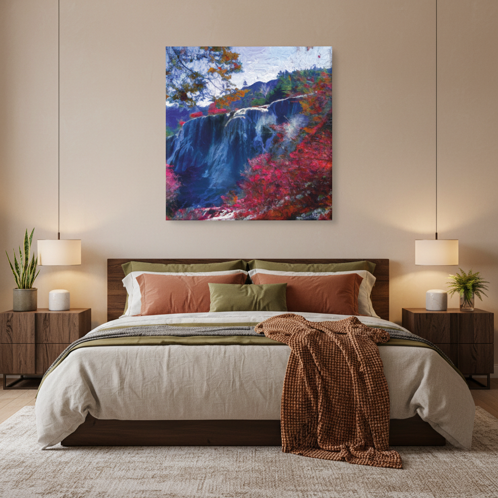 Autumn Falls — Dramatic Waterfall & Foliage Wall Art