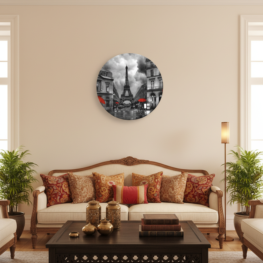 Paris in the Rain — Black & White Eiffel Tower Wall Art