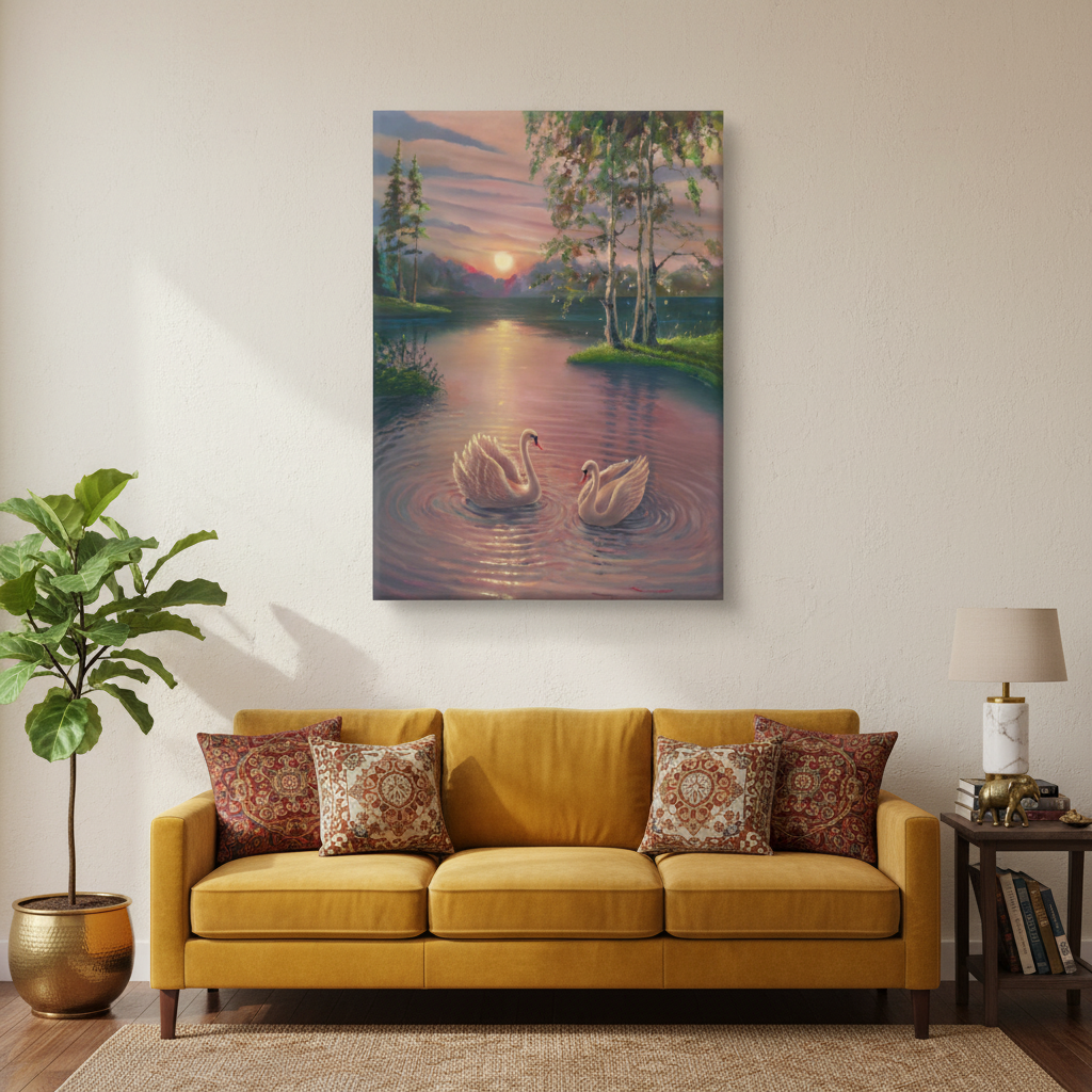 Swan Lake Sunset — Premium Wall Art