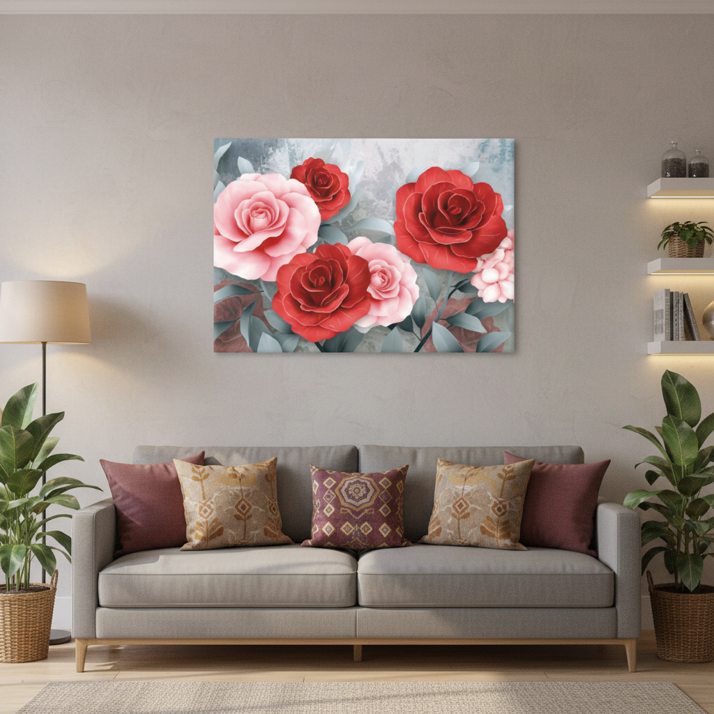 Rose Bloom — Red & Pink Floral Wall Art