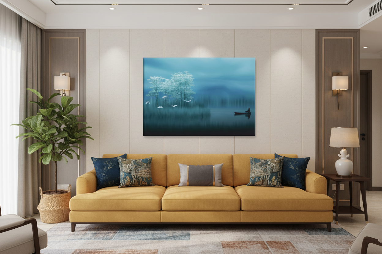 Misty Lake Solitude — Serene Landscape Wall Art