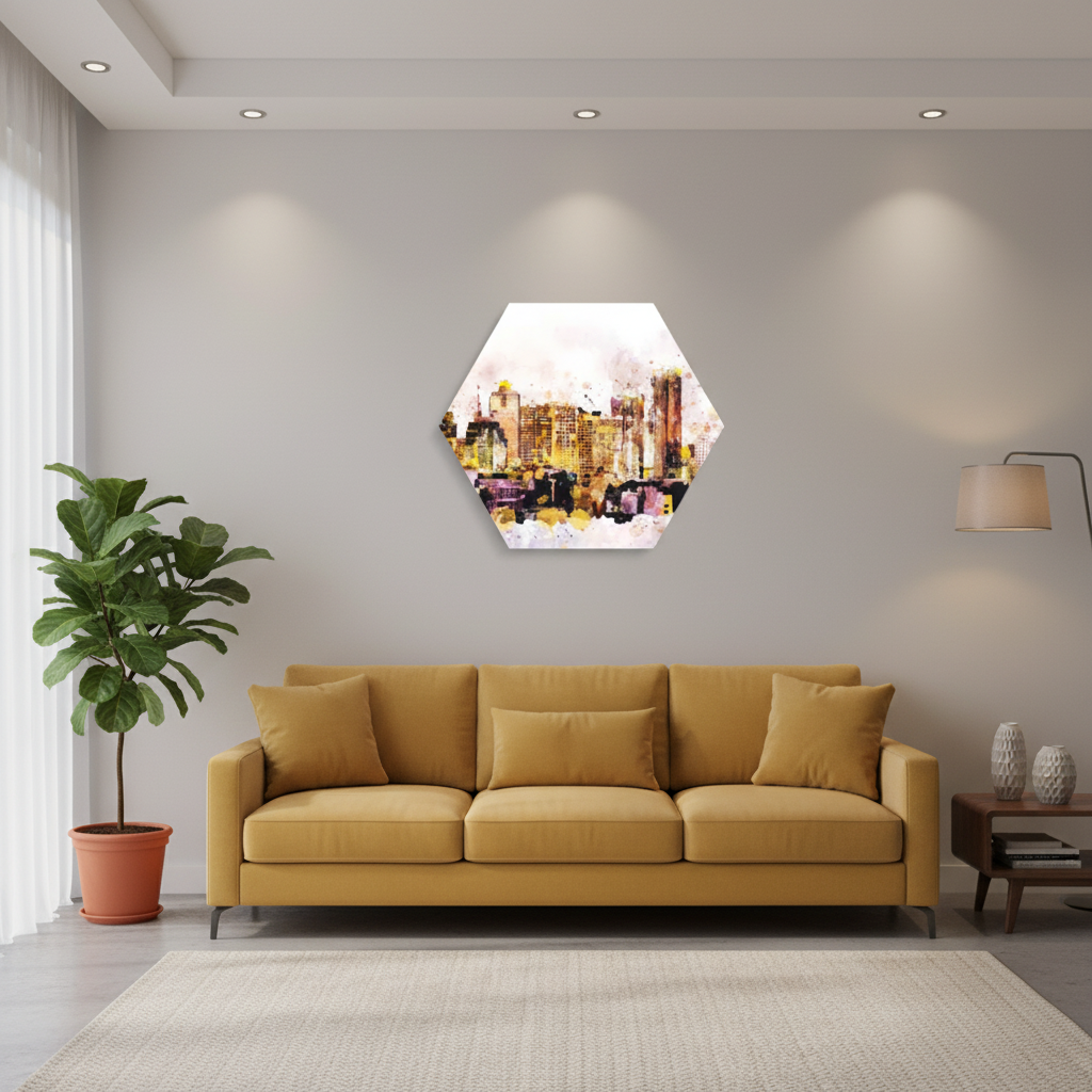 Urban Watercolor Skyline — Abstract City Wall Art